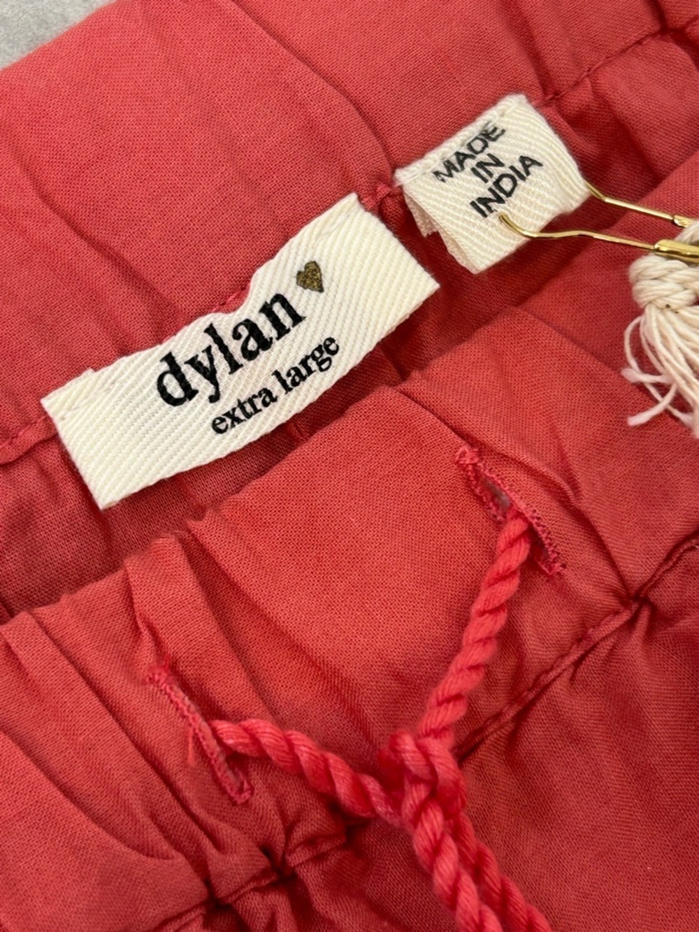 NWT Dylan Coral Cotton Wide Leg Pants With Eyelet Lace Hem Boho - XL - Picture 3 of 6